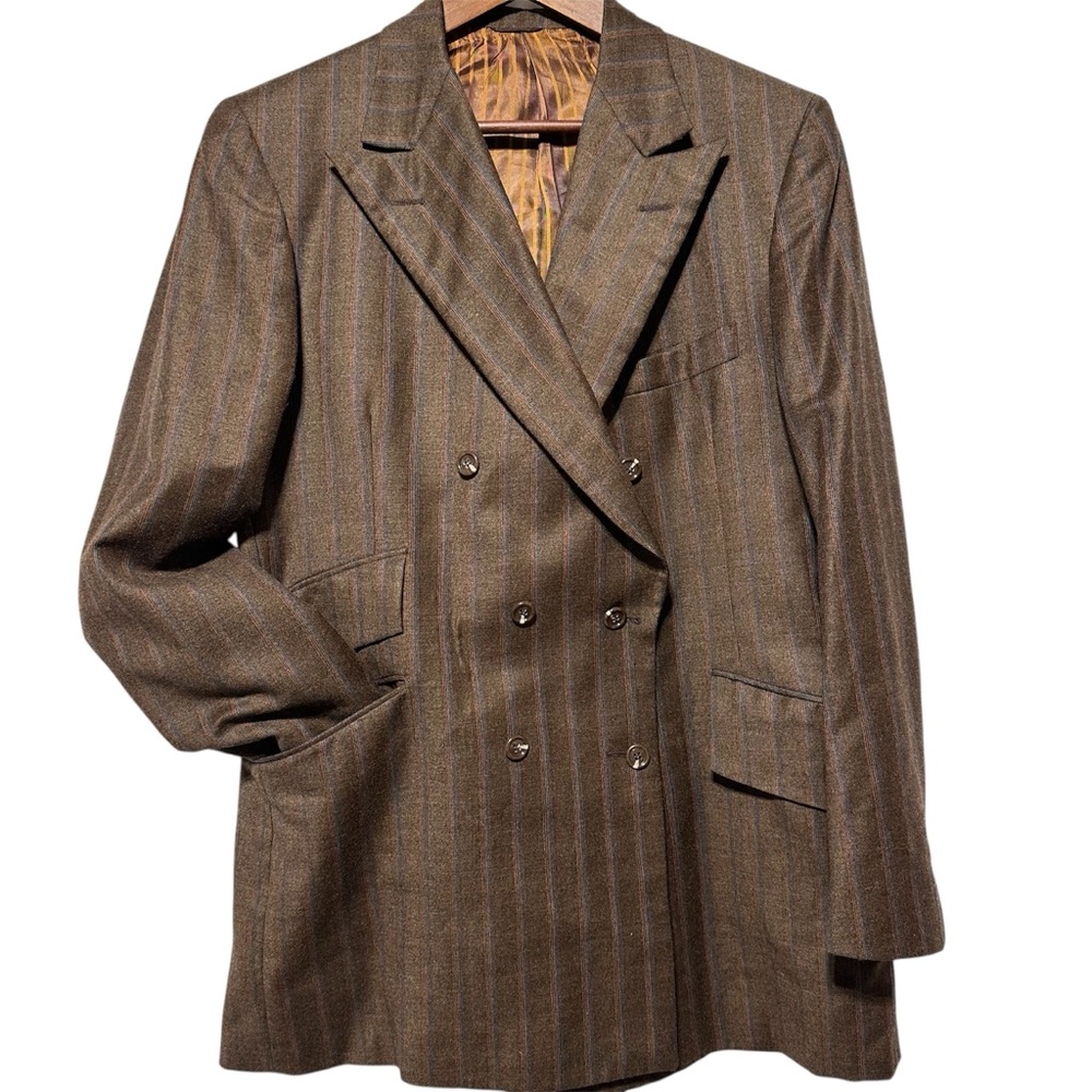 Vintage Hyde Park VC 100 Wool Double Breasted Pinstripe Blazer 40R 42R